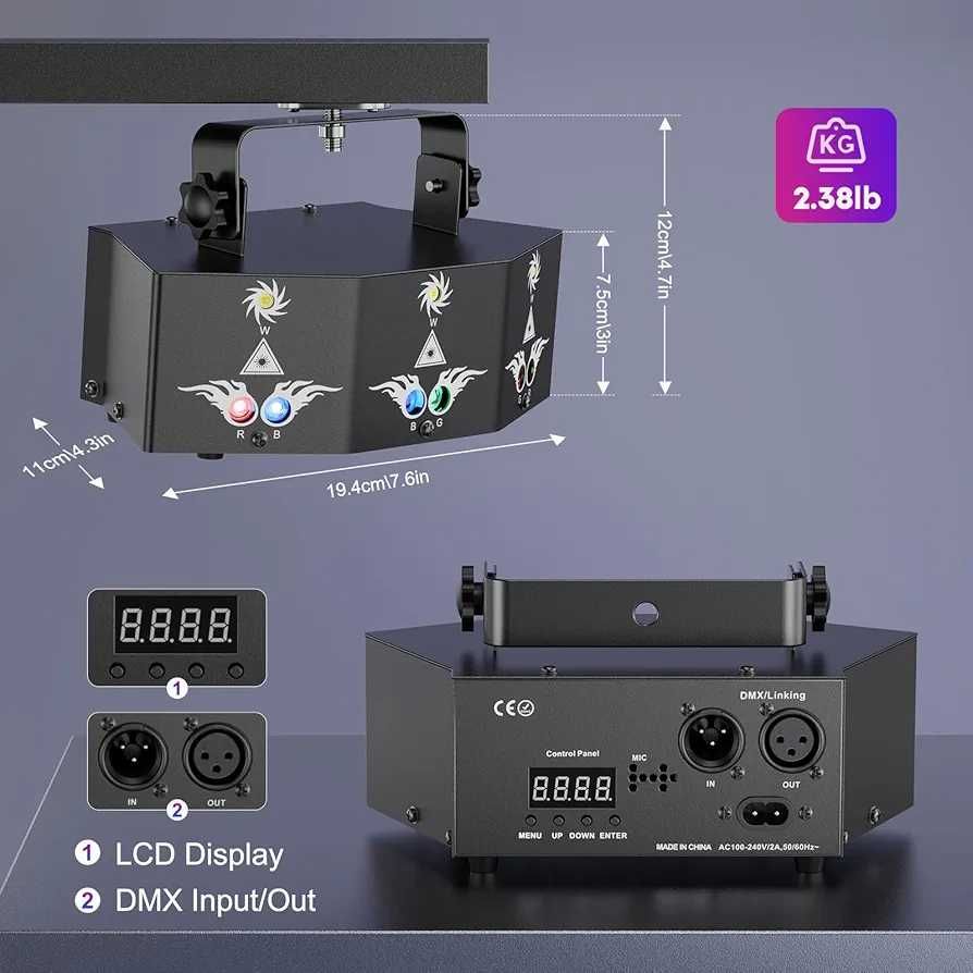 DMX 9 Lens LED RGB Stage Light Strobe Lighting Effect DJ Projector