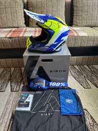 Airoh aviator ace 2 + Ochelari 100% - Cască enduro, motocross, atv