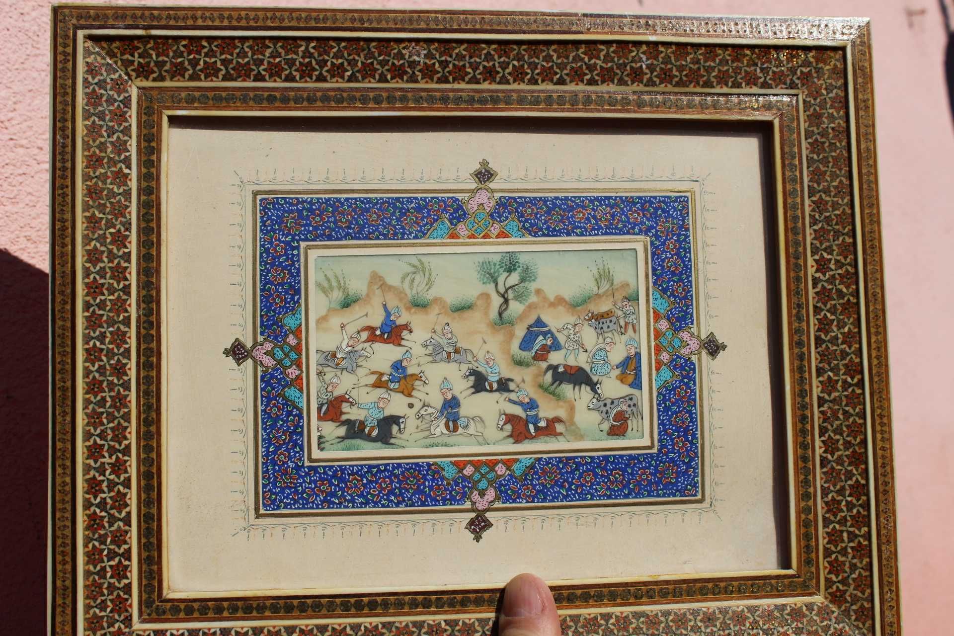 Piesa de colectie PERSIA prima parte secol 20, Vanatoare pe cai