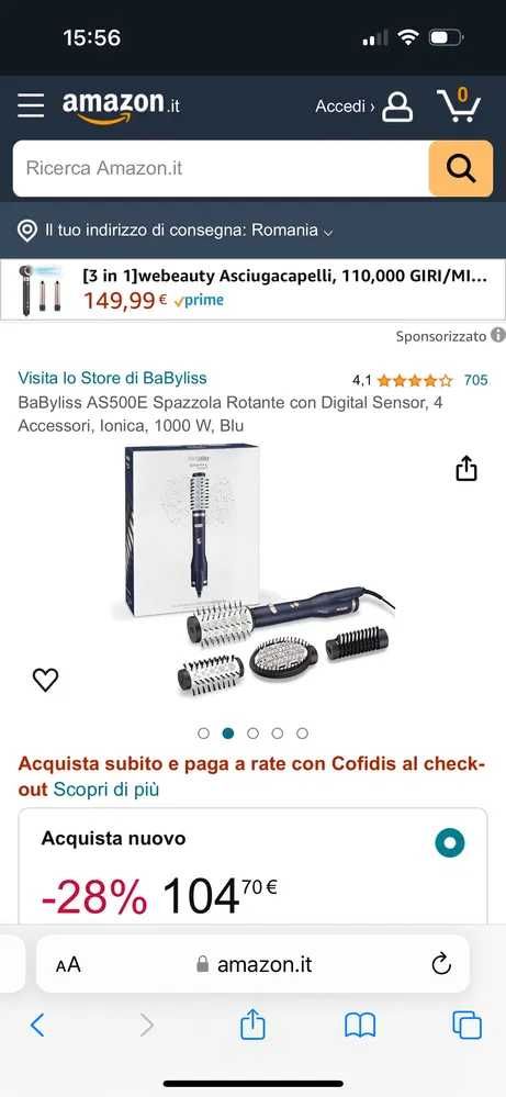 perie rotativa babyliss digital sensor