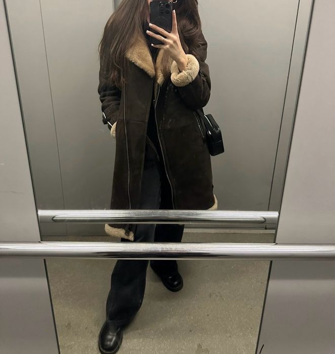 продам натуральную дубленку авиатор ( мех овчина) 42 размер