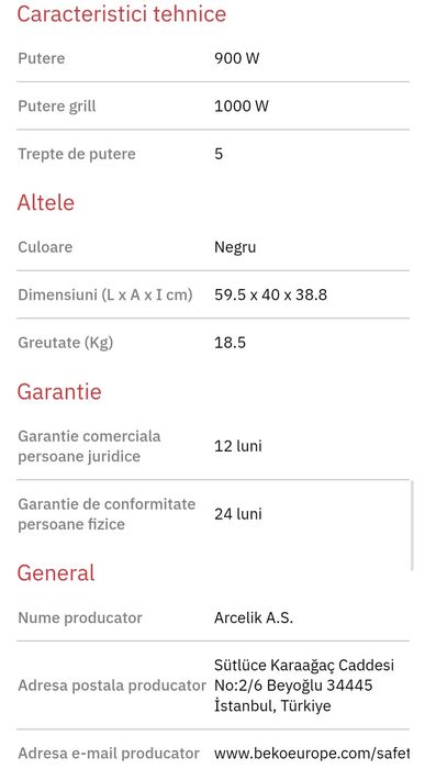 Cuptor microunde incorporabil Beko