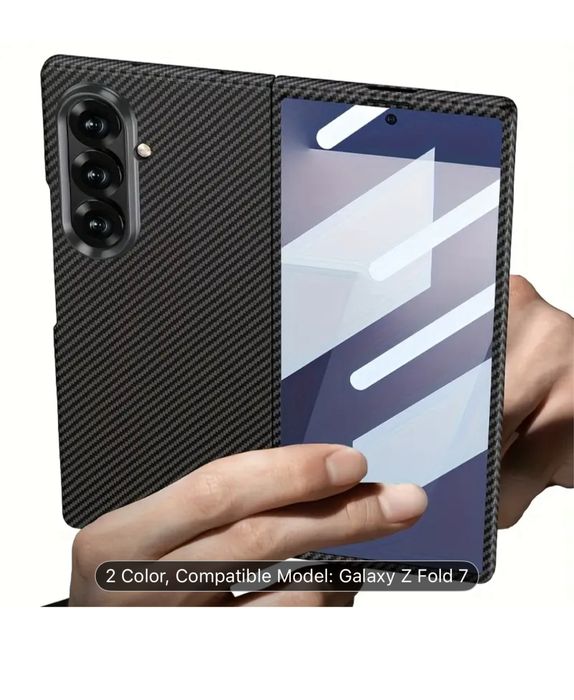 Samsung Z FOLD 7 Husa Carbon Style Fata Spate Folie Plexi Glass