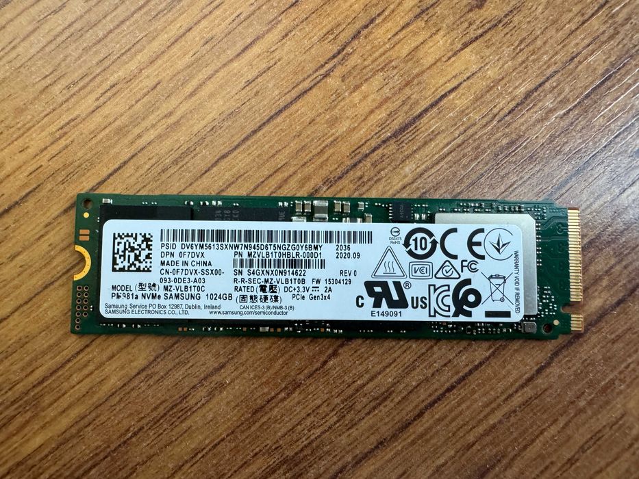 Samsung 1000GB 1TB SSD NVMe SSD 2280 Gen 3 x4 PCIe