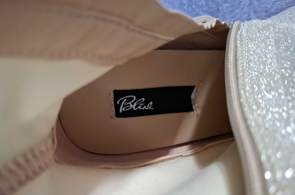 Ghete textile cu sclipici Blink 41, cu toc rotund