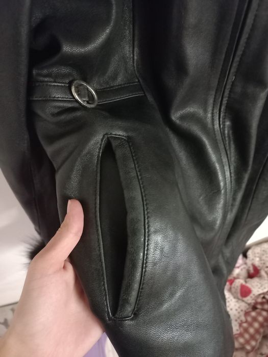 Geacă de piele cu puf