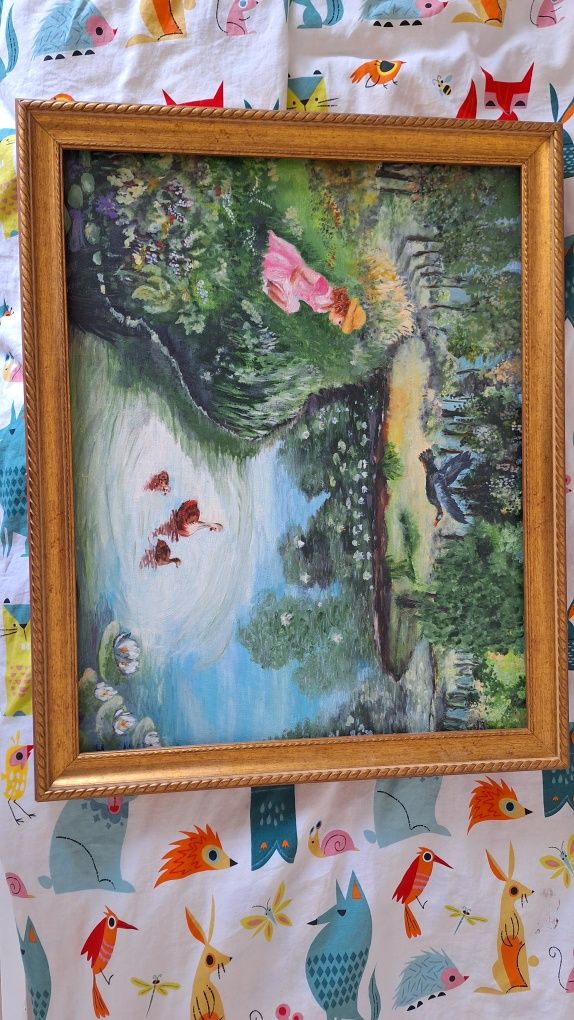 !!Продам очень шикарную картину "Девочка возле озера"