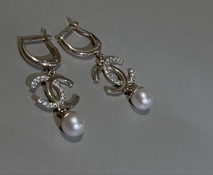 Сережки, лимонное золото 585 пробы