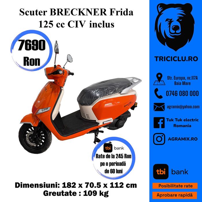 Scuter Breckner Germany model Frida scuter alb portocaliu nou Agramix
