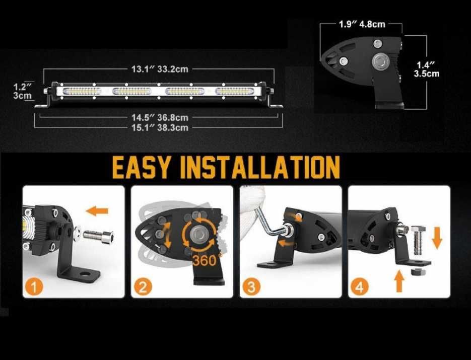 33.2 См 108W Мощен LED Лед Диоден Бар Ултра Тънък Халоген 12V 24V