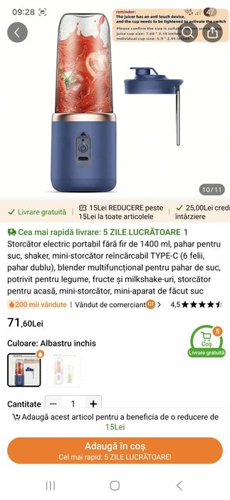 Mixer blender fructe shaker fitness sală bebe reducere 50% !!!