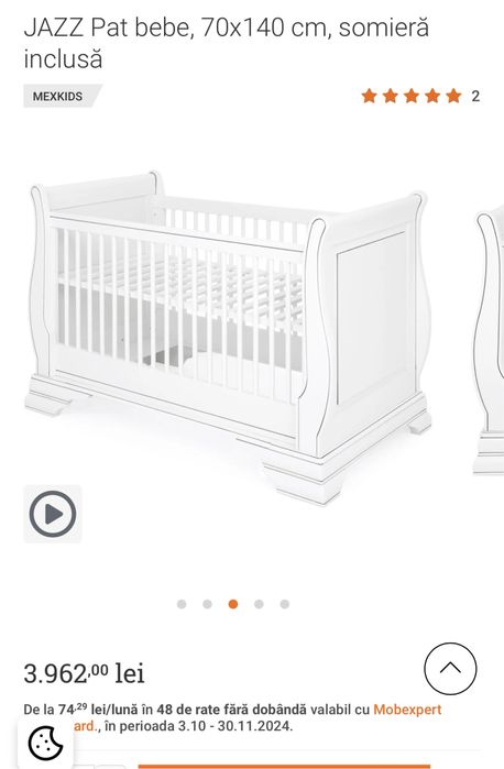 Vand patut bebe Mobexpert si saltea inclusa Mobexpert