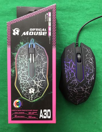 Новая Игровая мышка для компьютера Optical Mouse A30  - Встроенная Led