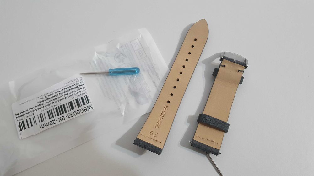 Curea ceas piele intoarsa gri 20mm