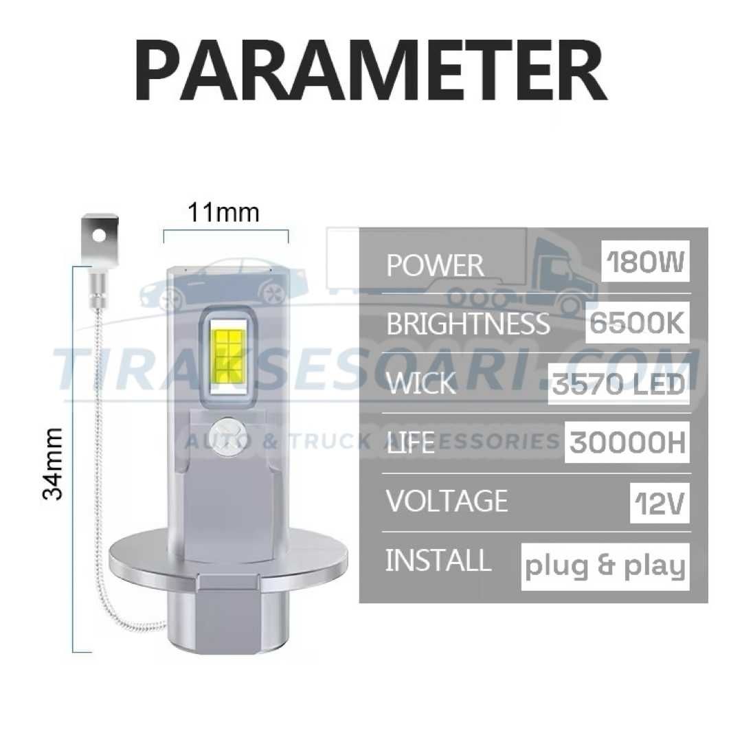CARLUX LED Диодни Крушки H3 180W 12V 300% светлина без вентилатор