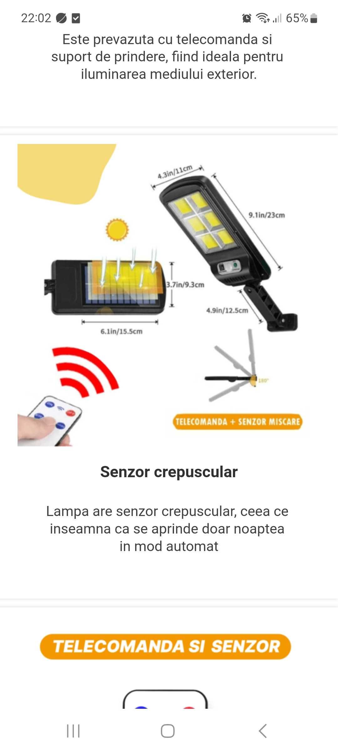 Lampa solară  de exterior