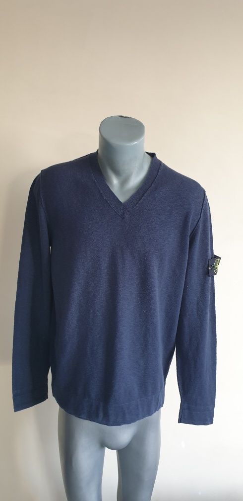 Stone Island Cotton Knit V - Neck / L ОРИГИНАЛ! Мъжки памучен Пуловер!