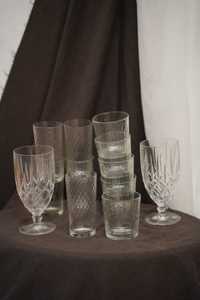 Стеклянные стаканы - 10 шт, стеклянные бокалы - 2 шт