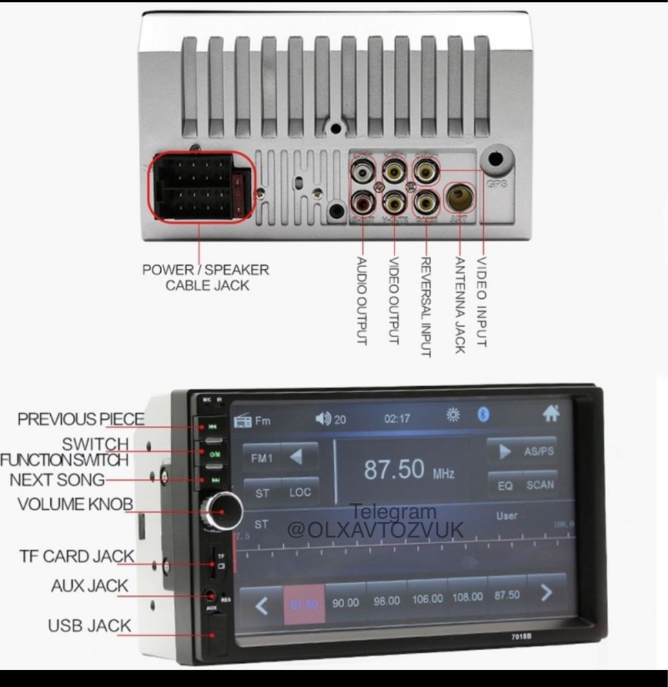 Pioneer авто манитор мафон рул пулти янги  7 дюймов флешка блутус бор