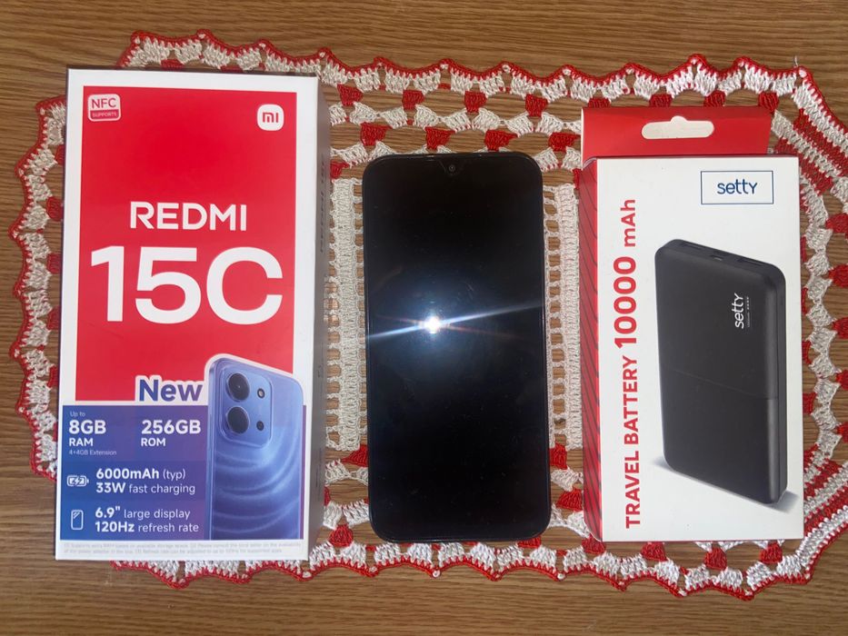 Telefon Xiaomi Redmi 15C + Baterie externă Setty (10.000 mAh)