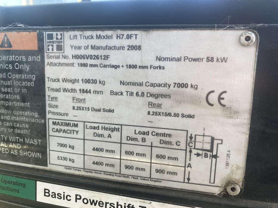 Stivuitor Hyster 7 tone de capacitate