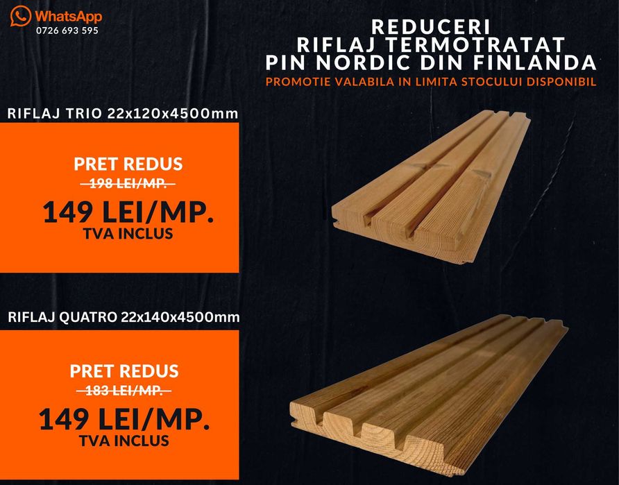 REDUCERI Riflaj Termotratat - Pin Nordic din Finlanda