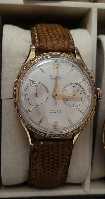 Rar Ceas cronograf aur 18k si diamante landeron 148