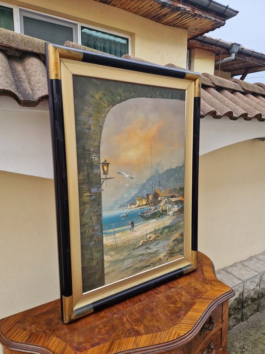 Уникална антикварна майсторска авторска картина масло платно