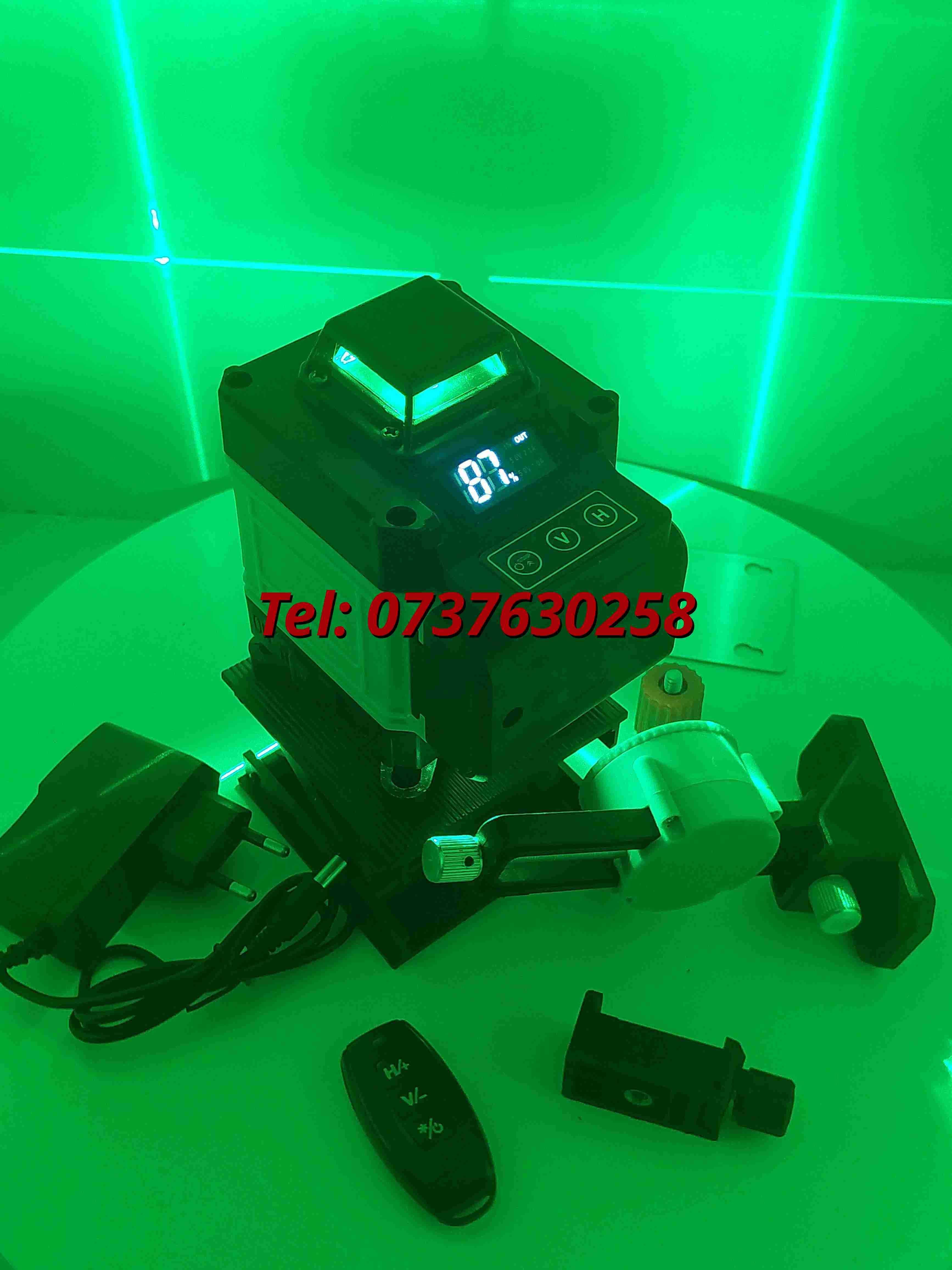 New  Nivela Laser Verde  16 Lini 4d 30m Cu Detector Miez Germania