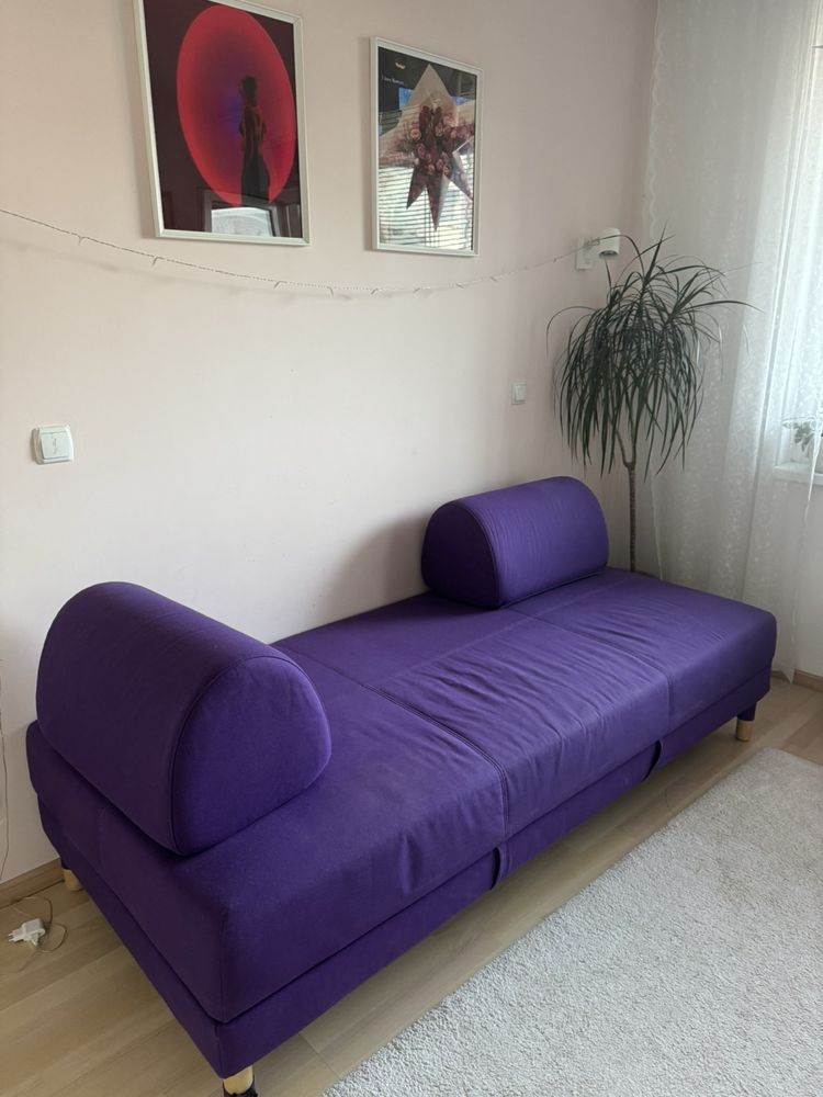 Диван IKEA Flottebo (90x200), лилав, с място за съхранение