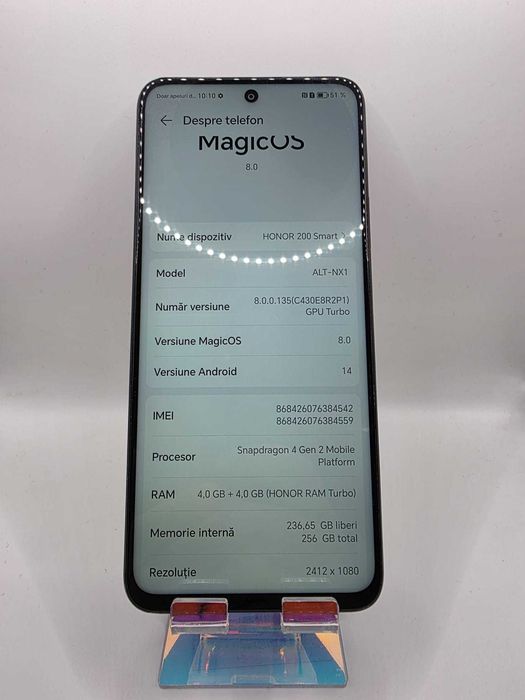Honor 200 Smart, MEM 256 GB, RAM 4 GB, Amanet Doamna Ghica, Cod: 85708