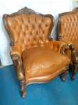 Set antic italian canapea 2 fotolii baroc piele naturala Chesterfield