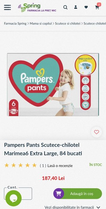 Pampers pants mărimea 6