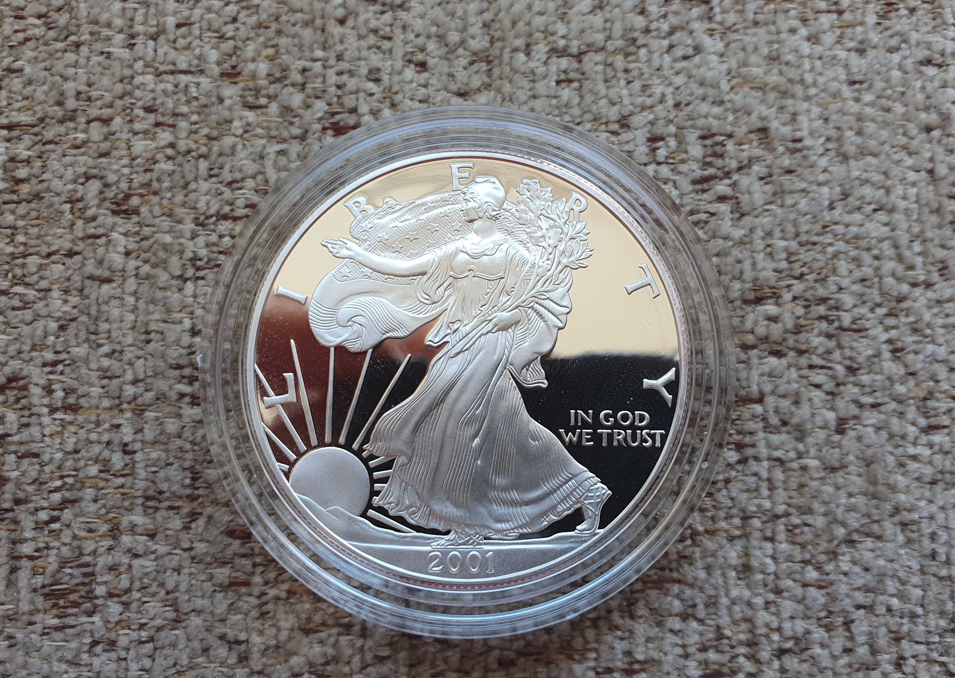 Американски сребърен долар 2001 , Колекционерски Proof , Нециркулиран