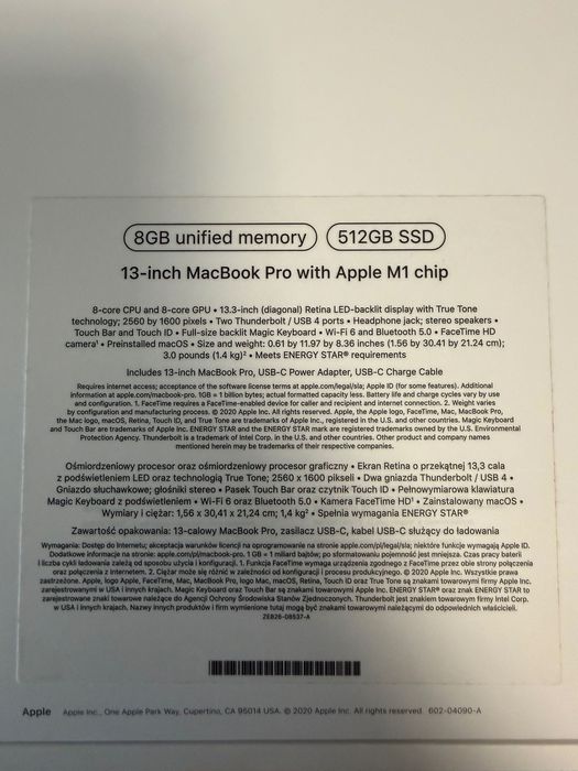 MacBook Pro 13" M1 8GB RAM 512 GB