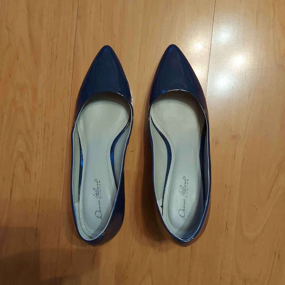 Сини лачени обувки от естествена кожа 38 номер