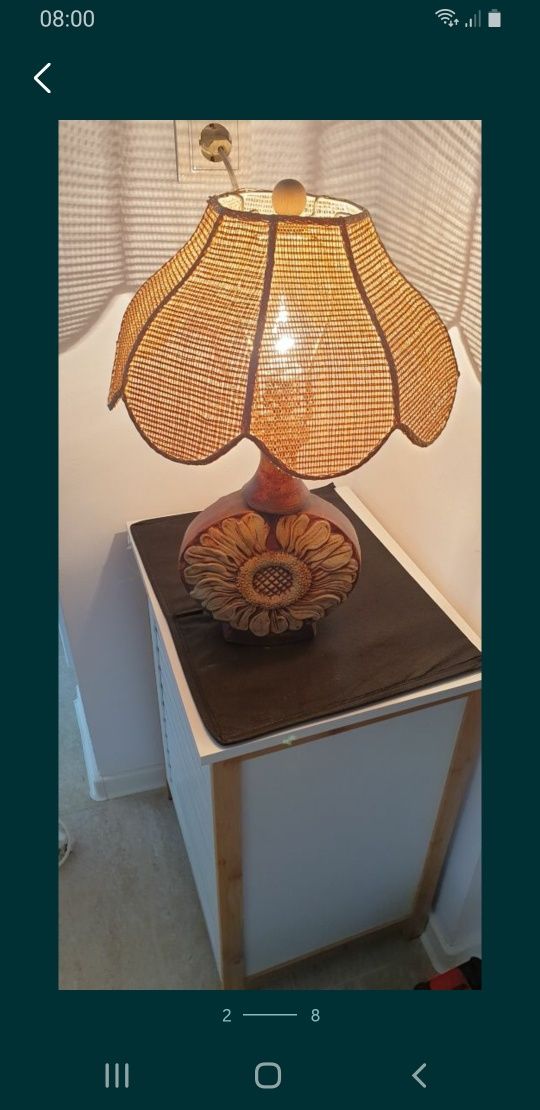 Lampa veioza Floarea Soarelui vintage colectie ceramica Danemarca 1970