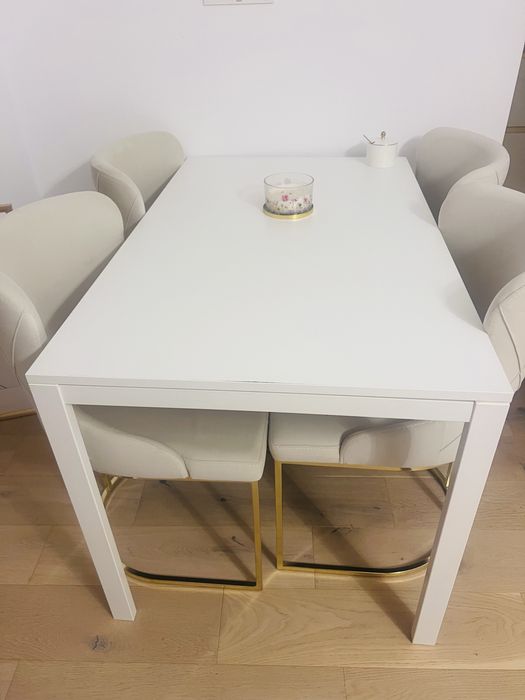 Masa alba din pal 4 persoane 125x74cm