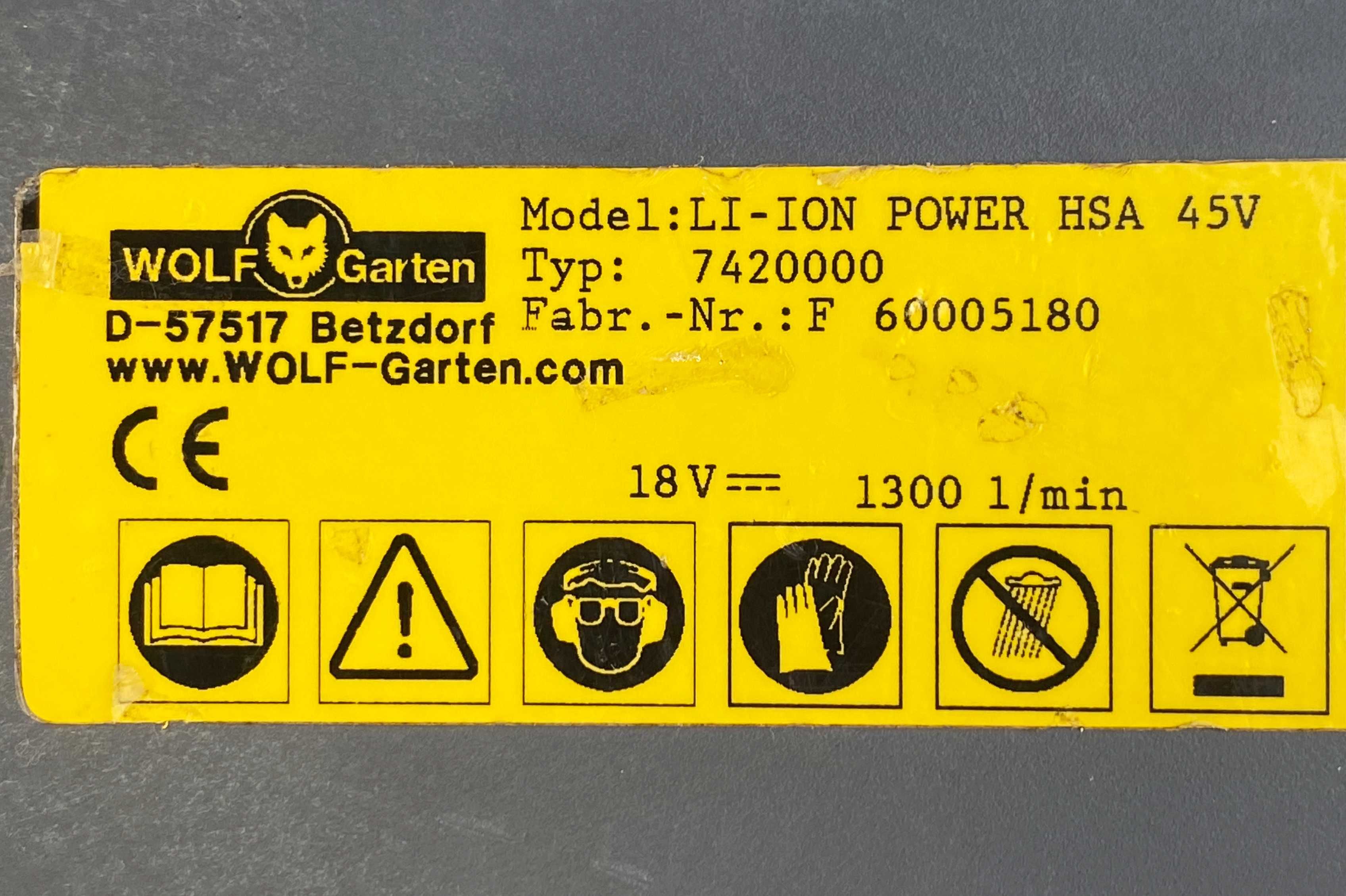 Wolf Garten Li-ion Power HSA 45V - Акумулаторен храсторез