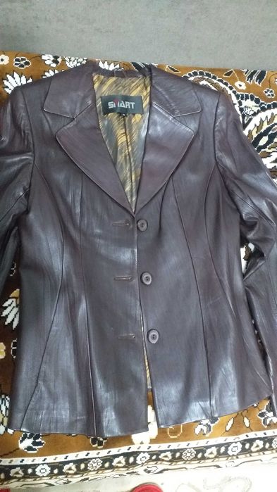 Пиджак кожаный коричневый