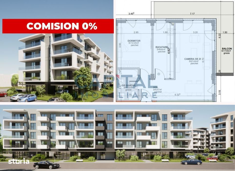 Apartament de vanzare, 2 camere, etaj 1, 80mpc, bloc nou, comision 0%