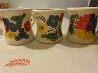 Cani lut pictate manual flori cana tricolorul hand made bucatarie