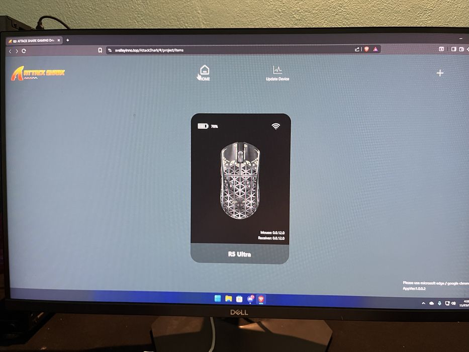 Mouse Gaming Wirelles Attack Shark R5 Ultra 8000 Polling Rate