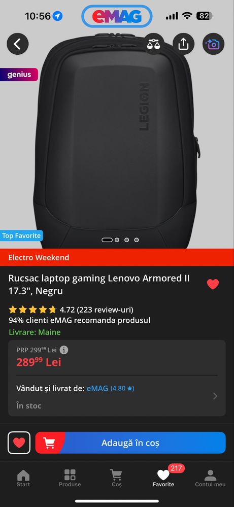 Rucsac laptop gaming Lenovo Armored II, 17,3 inch