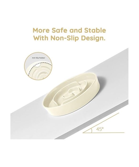 Bol ceramic incetinire hrana caine, 21x4cm, Crem