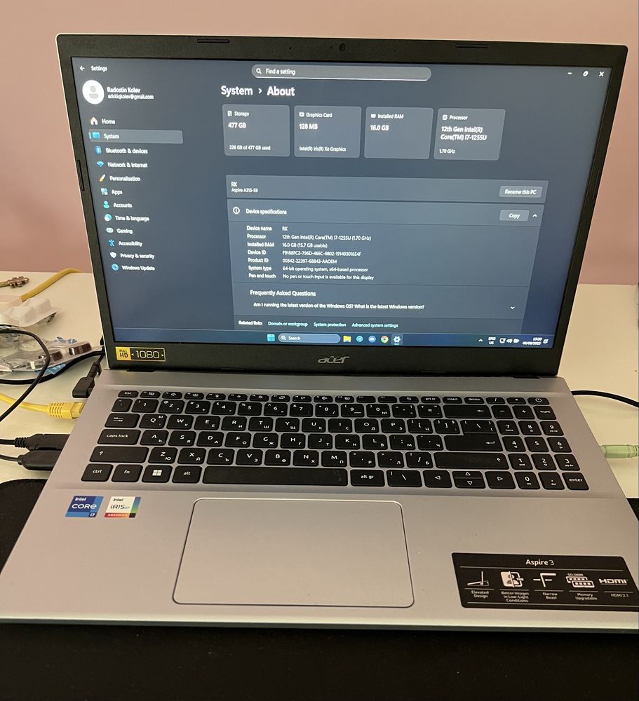 Лаптоп ACER ASPIRE 3 A315-59-70C8 - *КАТО НОВ*
