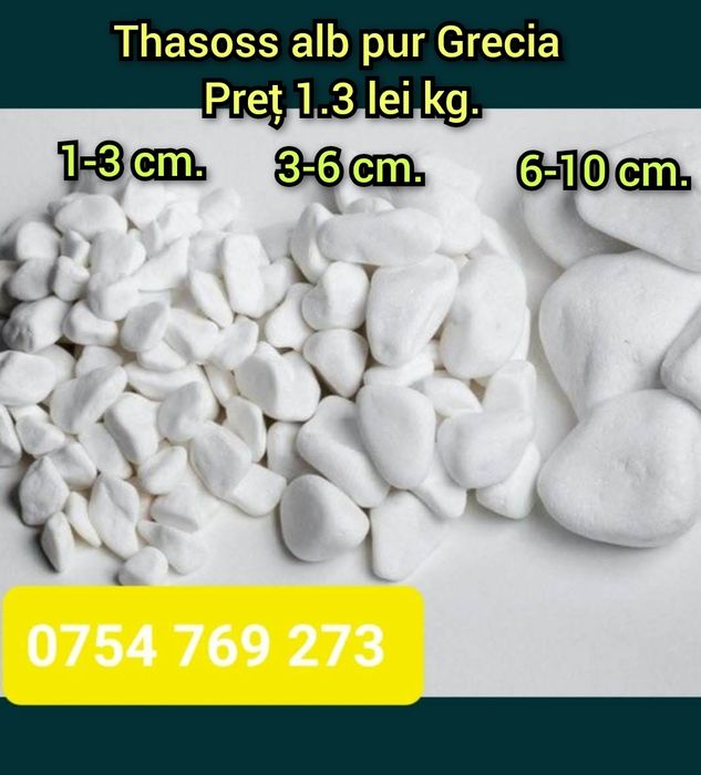 Piatra decorativa thasoss alb pur Grecia Diferite dimensiuni
