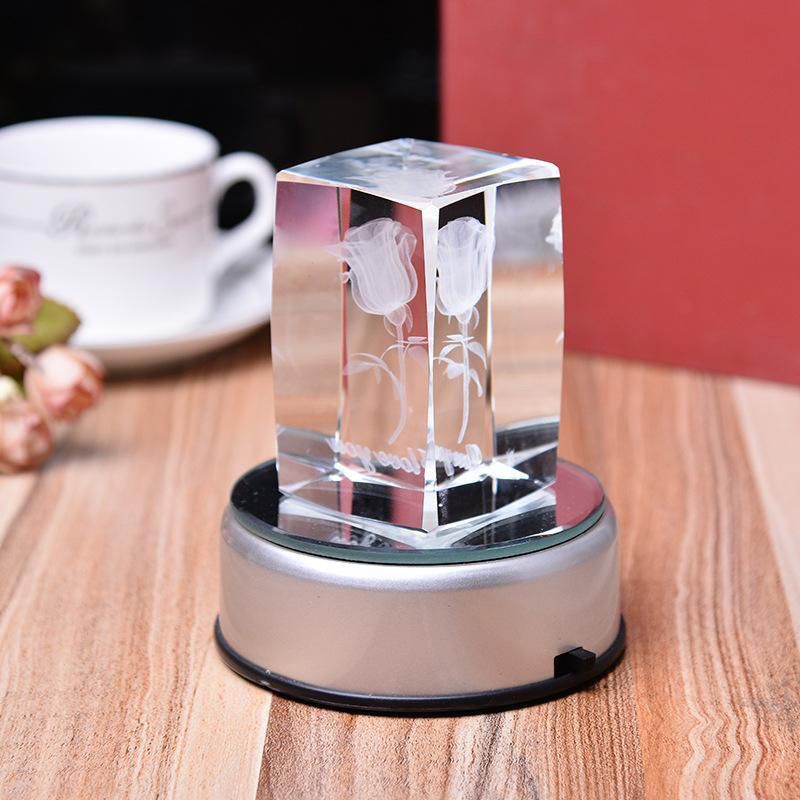 Unique Rotating Crystal Display Base Stand 7 LED Light