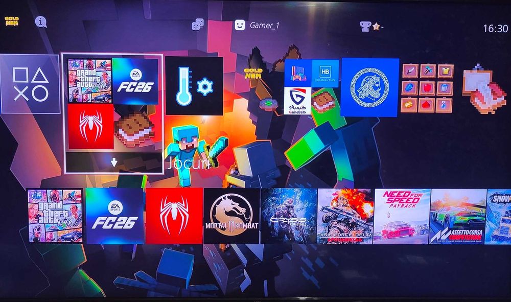Jocuri PS4+PS4 Modat cu FC 26, GTA V cu Mod Menu, Spiderman, Minecraft