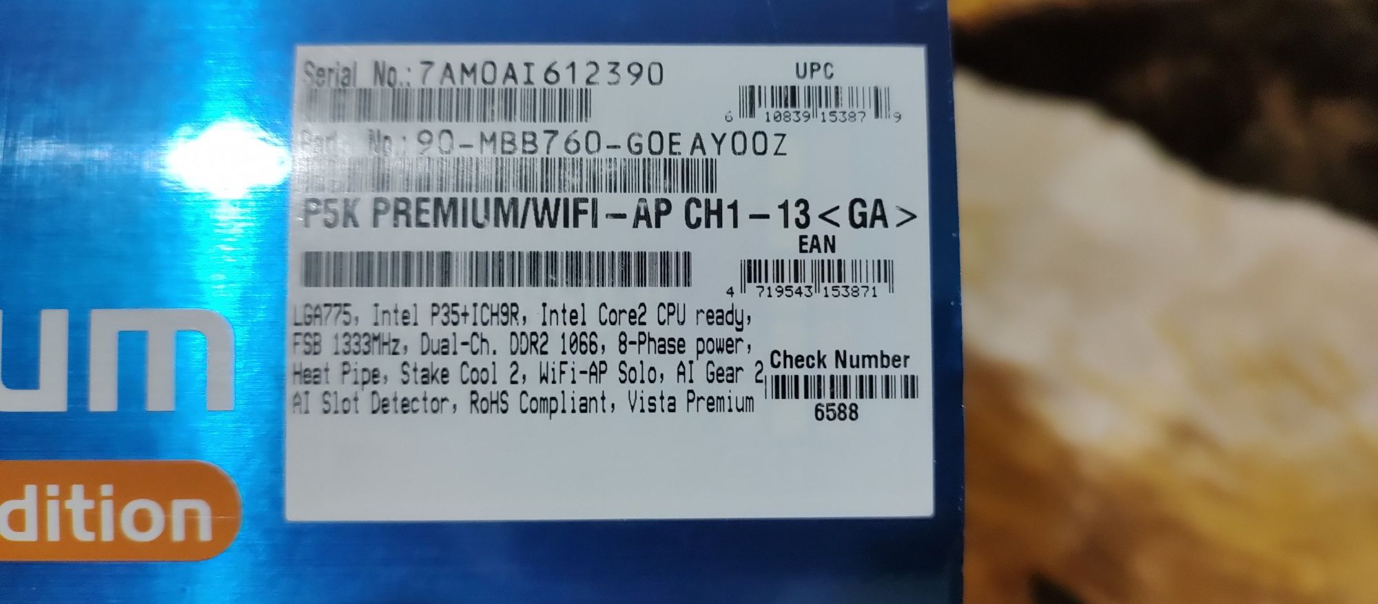 Дънна платка Asus P5K PREMIUM/WiFi-AP CH1